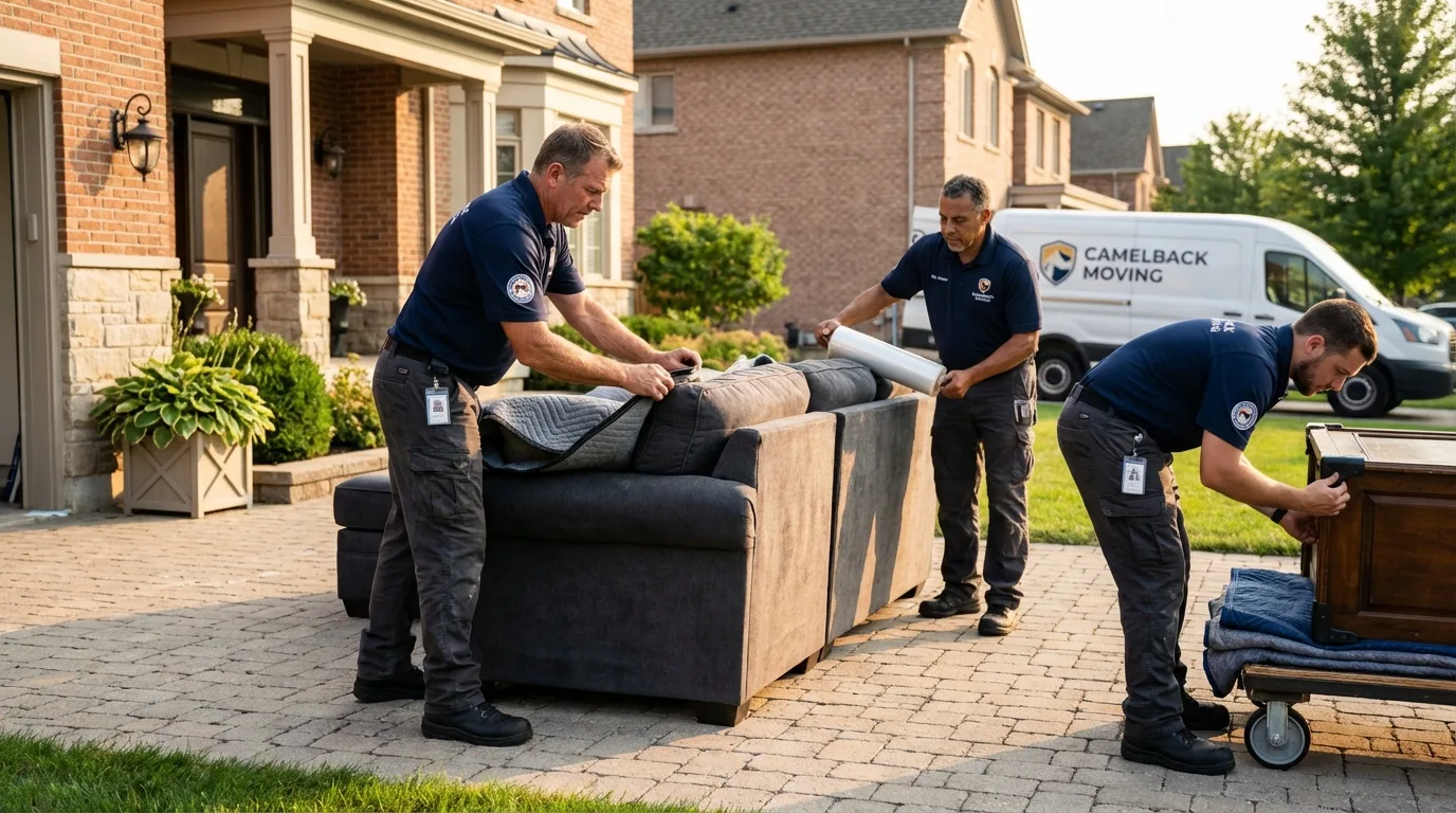 Large estate moving crew wrapping furniture in Staten Island, NY