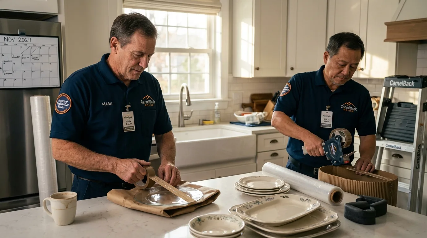 Professional crew packing kitchen dishware in Staten Island, NY